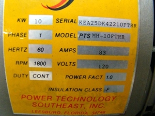 USED POWER TECH 10 KW DIESEL GENERATOR FOR SALE MODEL PTS MH 10FTRR 