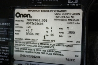 ONAN GAS MARQUIS 5000 GENERATOR FOR SALE