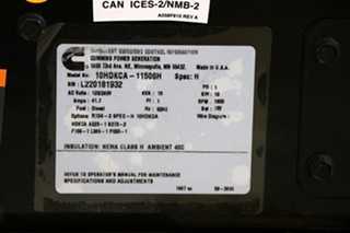 RV 10KW CUMMINS ONAN QD GENERATOR FOR SALE